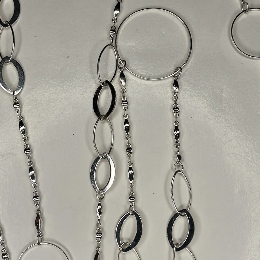 Lane Bryant long lightweight polished silver metal chain necklace